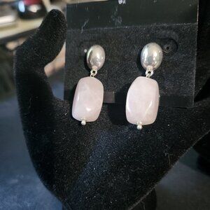Lauren Ralph Lauren Silver and Pink Stone Earrings